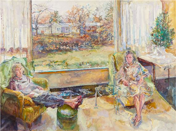 Audrey Ushenko "Social Security" Painting 1989 - Audrey Ushenko