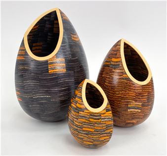 3) CURT THEOBALD TURNED WOOD VASES - Curt Theobald