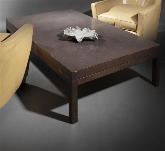 Wenge coffee table with rectangular top and square-section straight-leg corner legs H. 38.5 cm - W. 150 cm - D. 90 cm (Wear and scratches) by Christian Liaigre