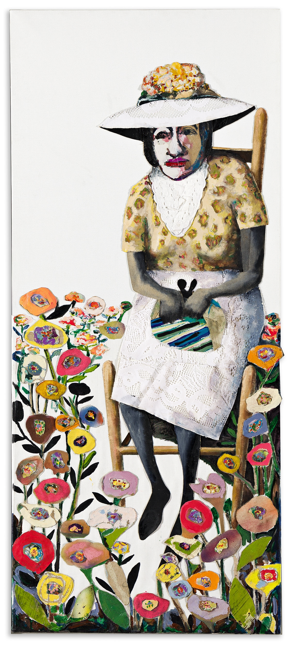 Artwork by Benny Andrews, Time for Church, Made of Oil with painted canvas