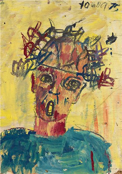 Untitled (Head of a Man). by Purvis Young, 1975