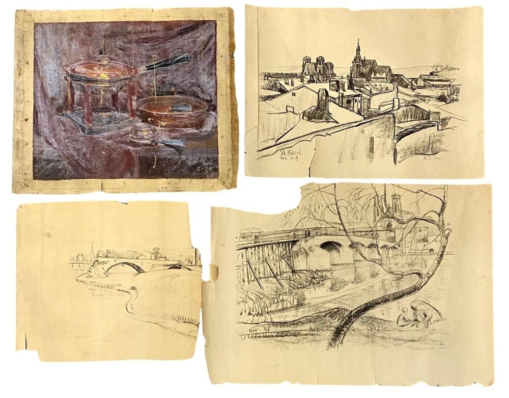 Henry Varnum Poor | 4pc. Signed Henry Varnum Poor Study Sketchings ...