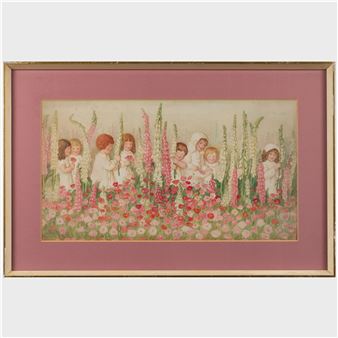 Children Amongst Foxgloves - Amalie Bauerle