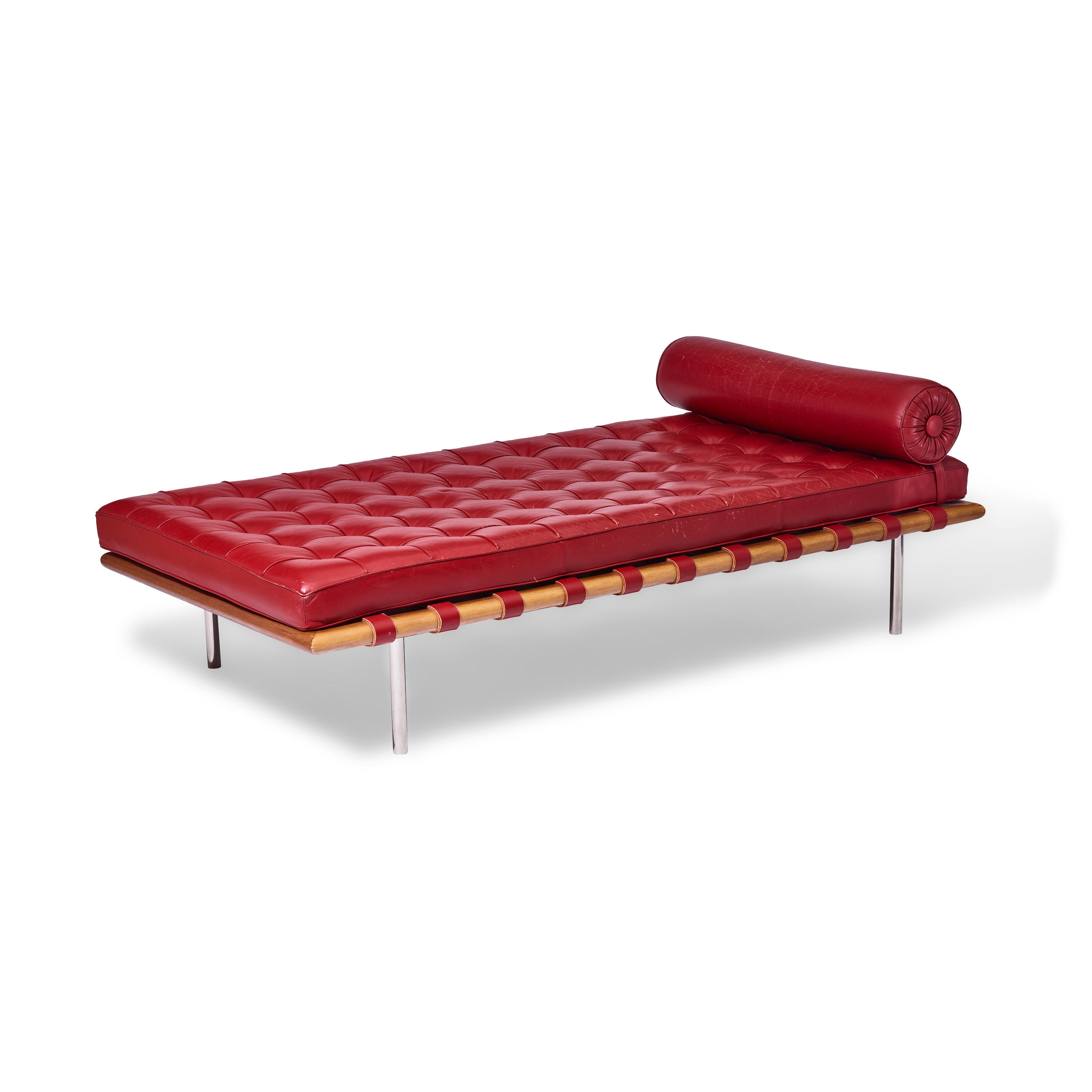 Artwork by Ludwig Mies van der Rohe, Barcelona Daybed, Made of walnut, leather, stainless steel