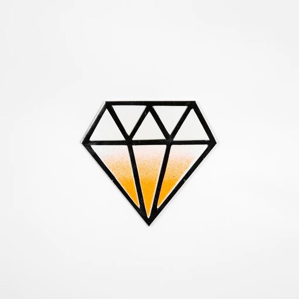 Artwork by Le Diamantaire, Diamond S Stencil painting on mirror Signed by the artist 4.5 "x 5" - 11, Made of Stencil painting on mirror