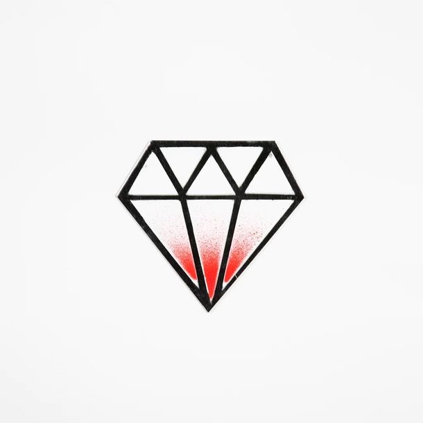 Artwork by Le Diamantaire, Diamond S Stencil painting on mirror Signed by the artist 4.5 "x 5" - 11, Made of Stencil painting on mirror