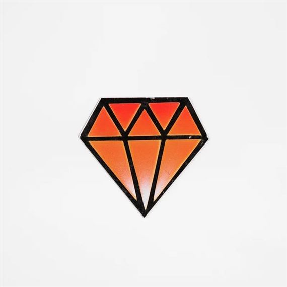 Diamond S Stencil painting on mirror Signed by the artist 4.5 "x 5" - 11 by Le Diamantaire