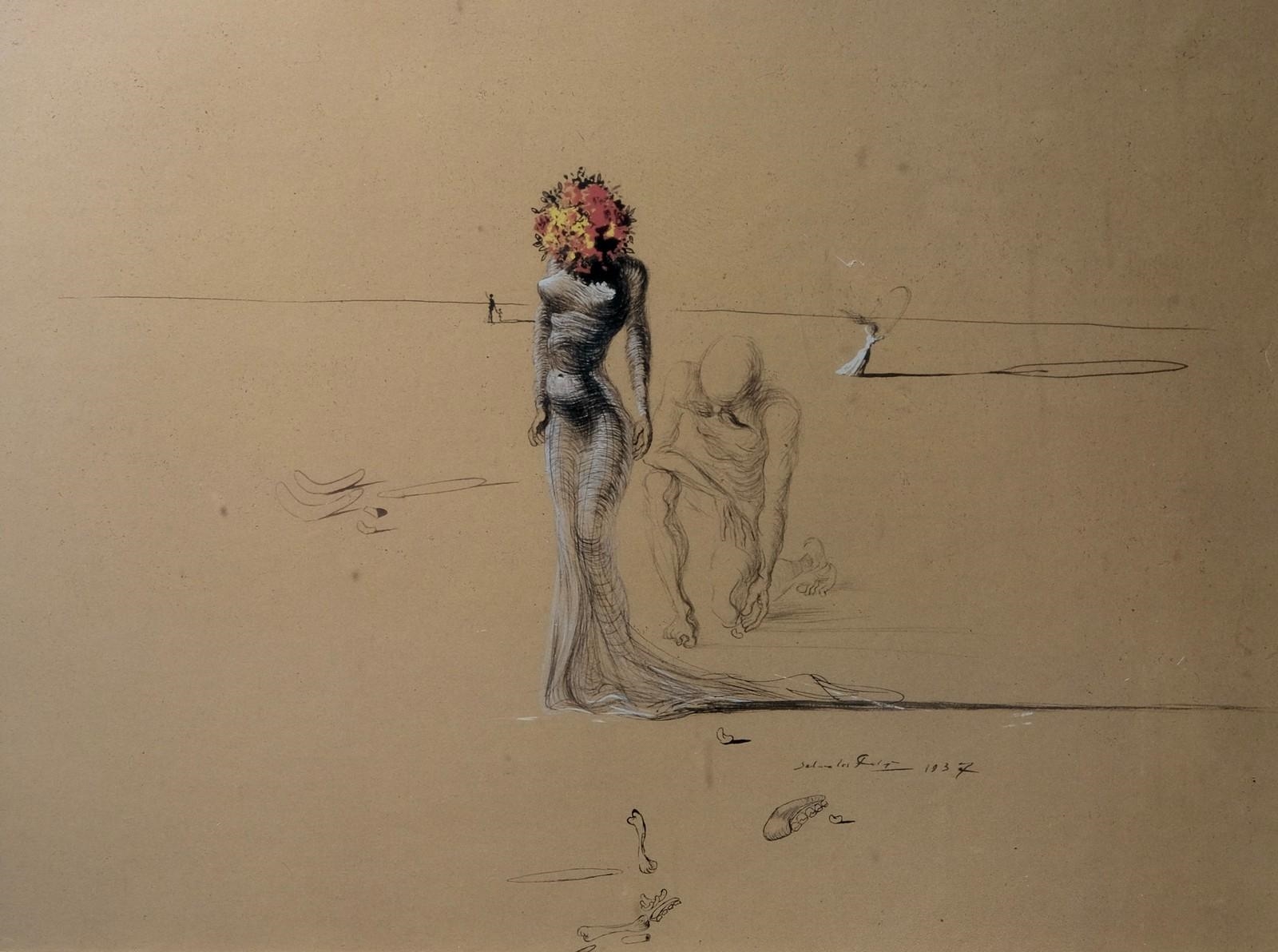 Salvador Dalí | Female Figure with a Head of Flowers | MutualArt
