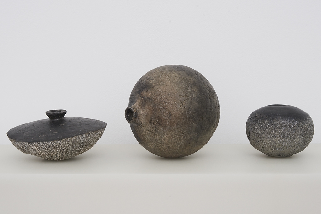 Artwork by Luke Mansini, Three Vessels painted hand-pressed concrete, Made of painted hand-pressed concrete