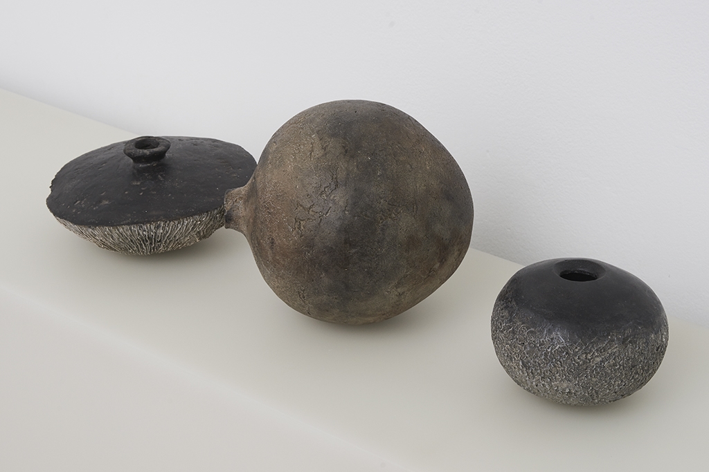 Artwork by Luke Mansini, Three Vessels painted hand-pressed concrete, Made of painted hand-pressed concrete
