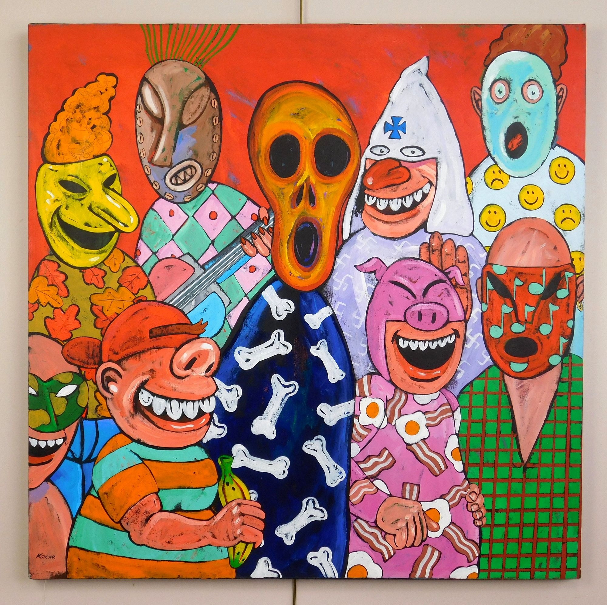 Artwork by George Kocar, Masks, Made of acrylic on canvas