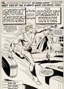 Strange Tales #128 Splash Page 1 Quicksilver and Scarlet Witch Original Art (Marvel, 1965) - Dick Ayers