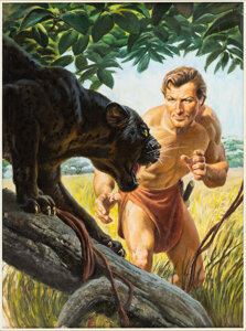 Edgar Rice Burroughs' Tarzan #77 Cover Painting Original Art (Dell, 1956) - Mo Gollub