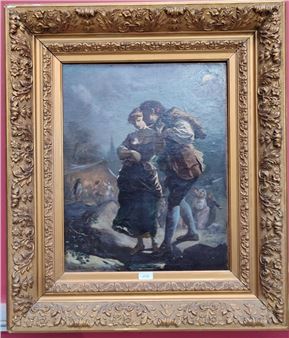 ERNEST DUPONT (-1888) "Couple au crépuscule - Ernest Dupont