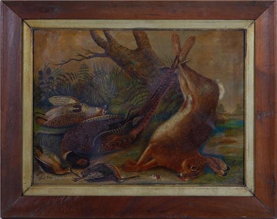 STILL LIFE, PHEASANT, QUAIL AND RABBIT - R. Hutchinson