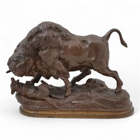 Alphonse-Alexandre Arson | Bison jouant avec un chien | MutualArt