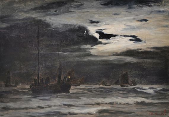 La pêche nocture by Charles Emmanuel Joseph Roussel