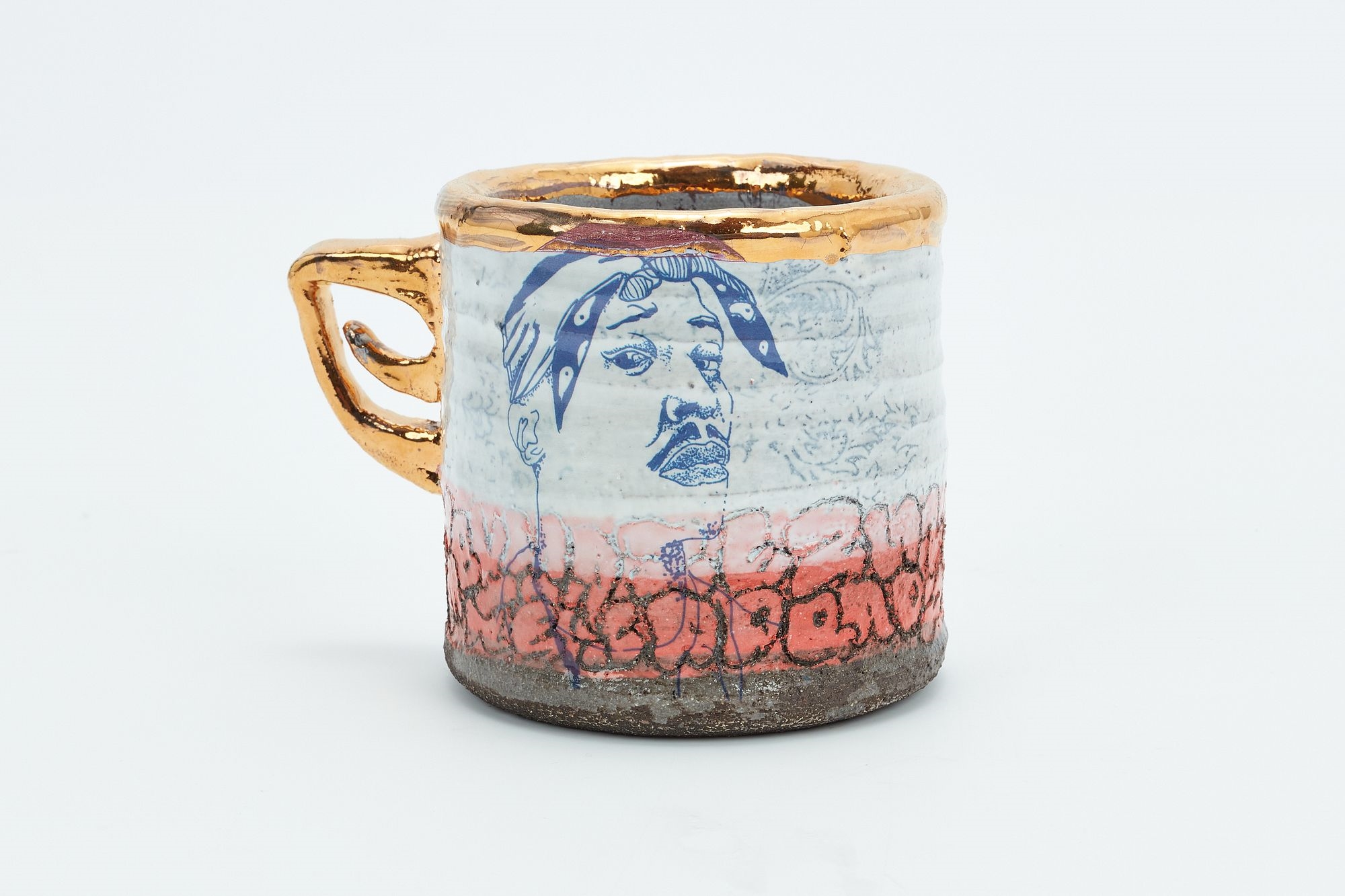 Artwork by Roberto Lugo, 2Pac Trigger Handle' mug, Made of Glazed stoneware