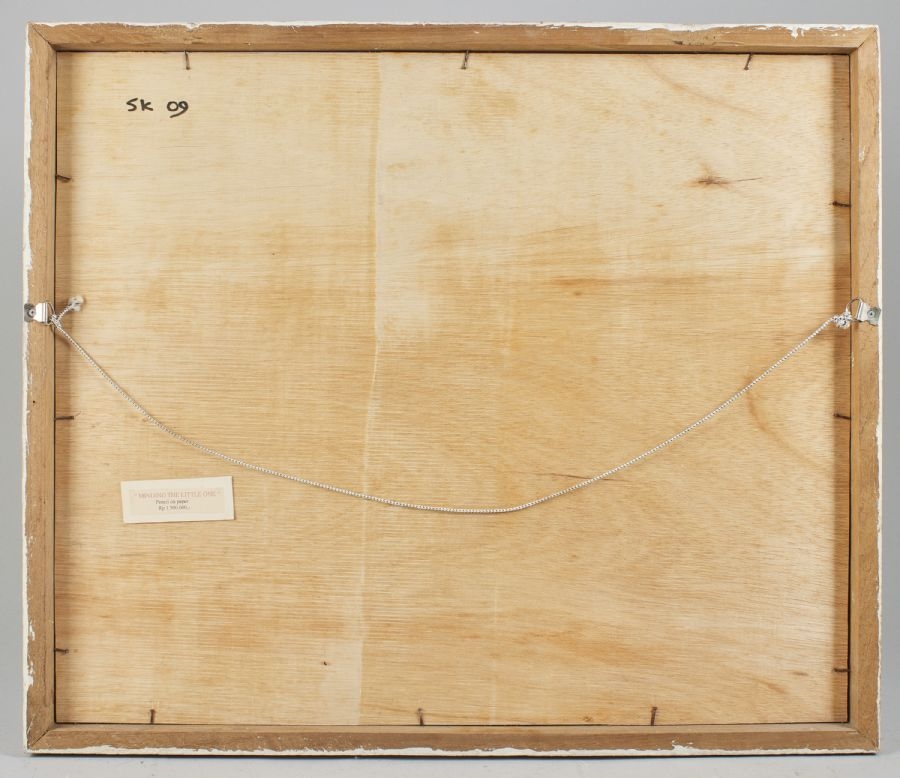 Artwork by Randhy Boegis, Minding the little one, Made of MIXED MEDIA