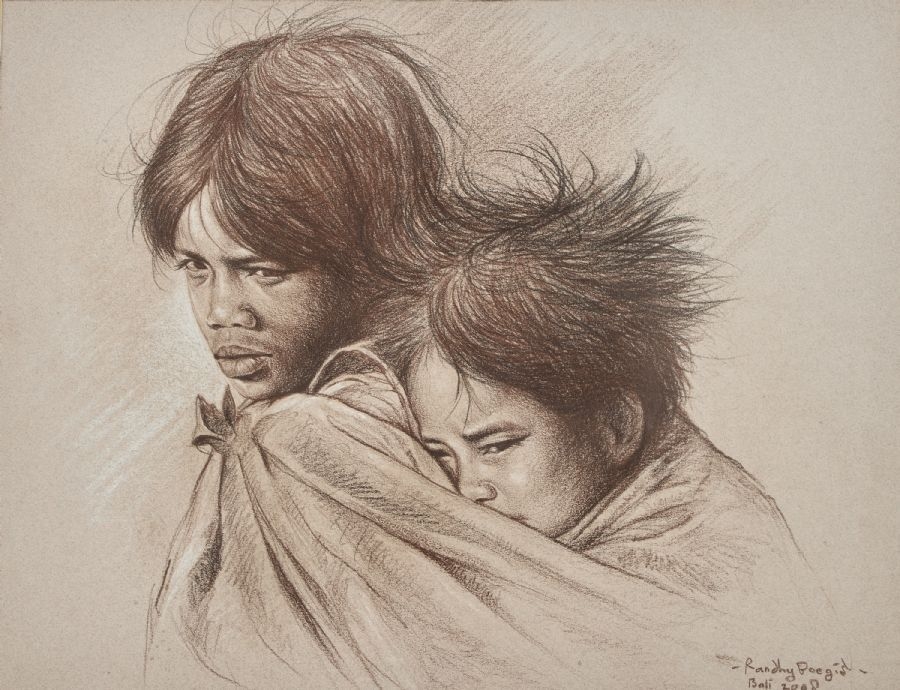 Artwork by Randhy Boegis, Minding the little one, Made of MIXED MEDIA