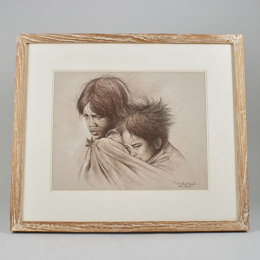 Artwork by Randhy Boegis, Minding the little one, Made of MIXED MEDIA