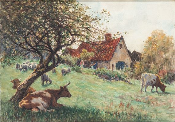 Paisaje con vacas pastando by John Robert Keitley Duff
