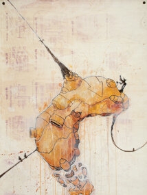 Artwork by Damon Soule, On Top of Fetal Mountain, Made of Acrylic on blueprint paper