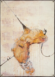 Artwork by Damon Soule, On Top of Fetal Mountain, Made of Acrylic on blueprint paper