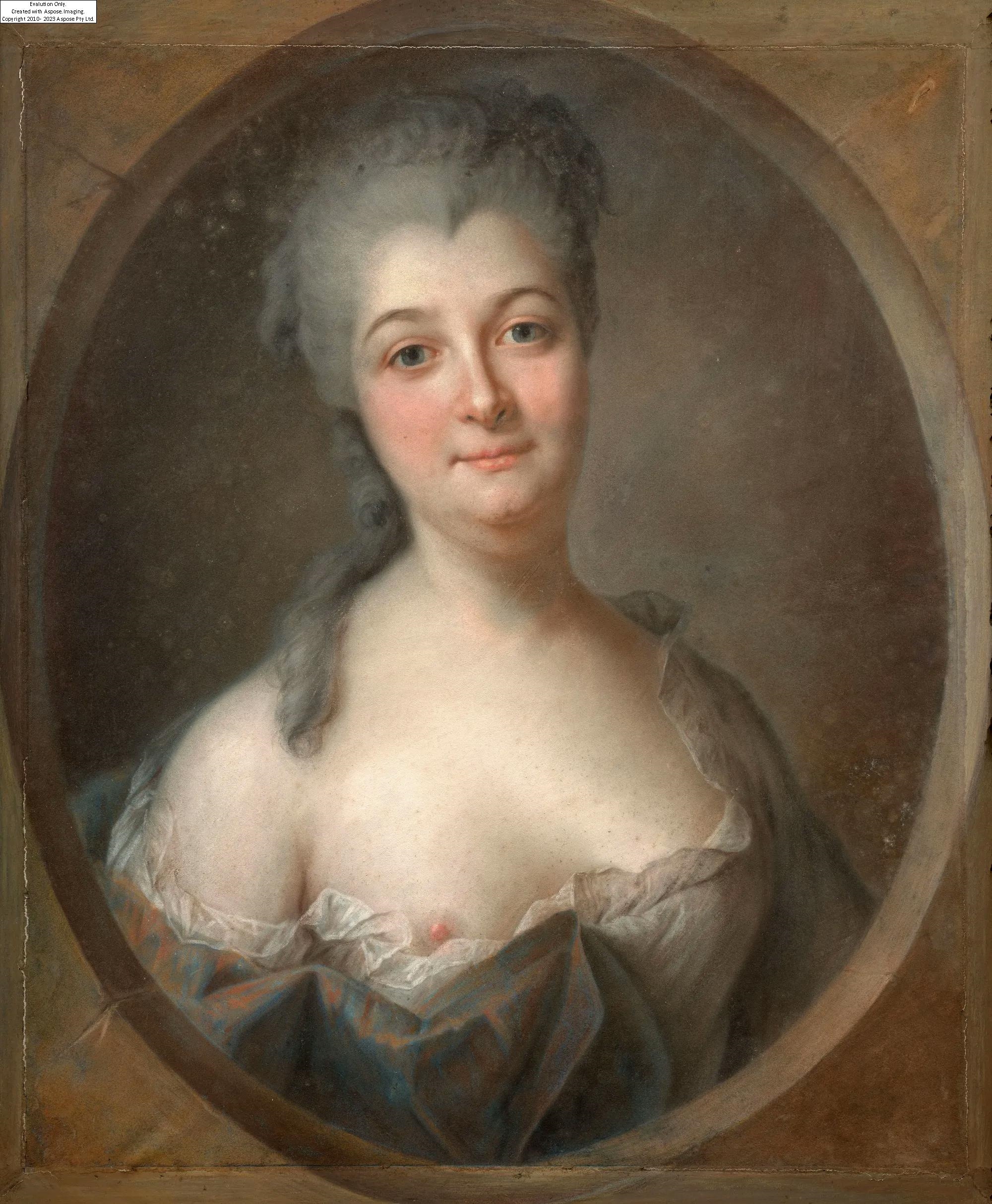Portrait de la baronne Dietrich, comtesse du Ban de la Roche, née Amélie-Anne-Dorothée Hermani (1729-1766) dans un ovale feint by Franz Bernhard Frey