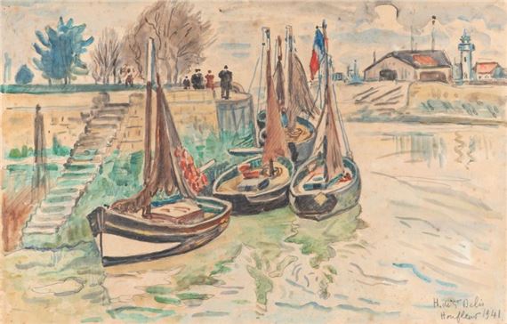L'avant port d'Honfleur by Henri Liénard de Saint-Délis, dated 1941