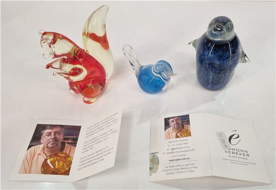 THREE EAMONN VEREKER GLASS PAPERWEIGHTS by Eammon Vereker