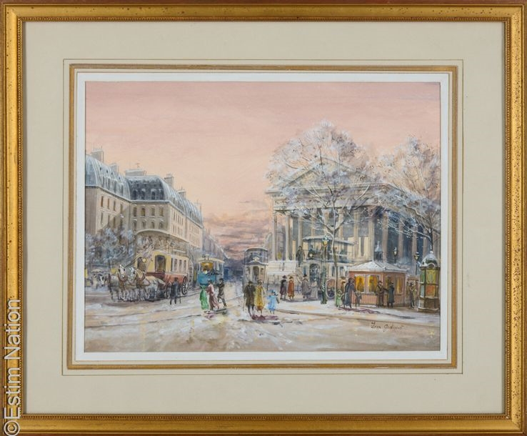 Artwork by Léon Godinnet, Place de la Madeleine, Made of Watercolor and gouache on paper