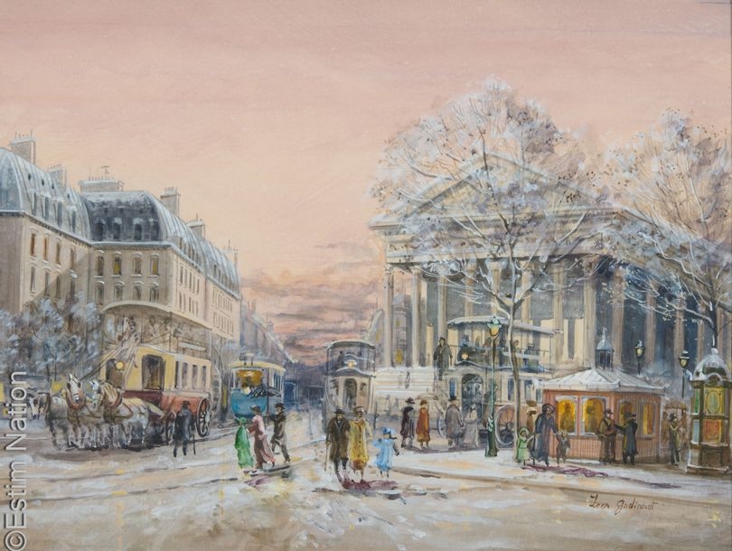 Artwork by Léon Godinnet, Place de la Madeleine, Made of Watercolor and gouache on paper