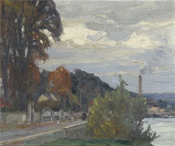 The quays at Croisset by Narcisse Guilbert, 1878-1942