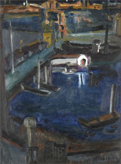 Night Effect on the Port of Marseille by Louis Toncini