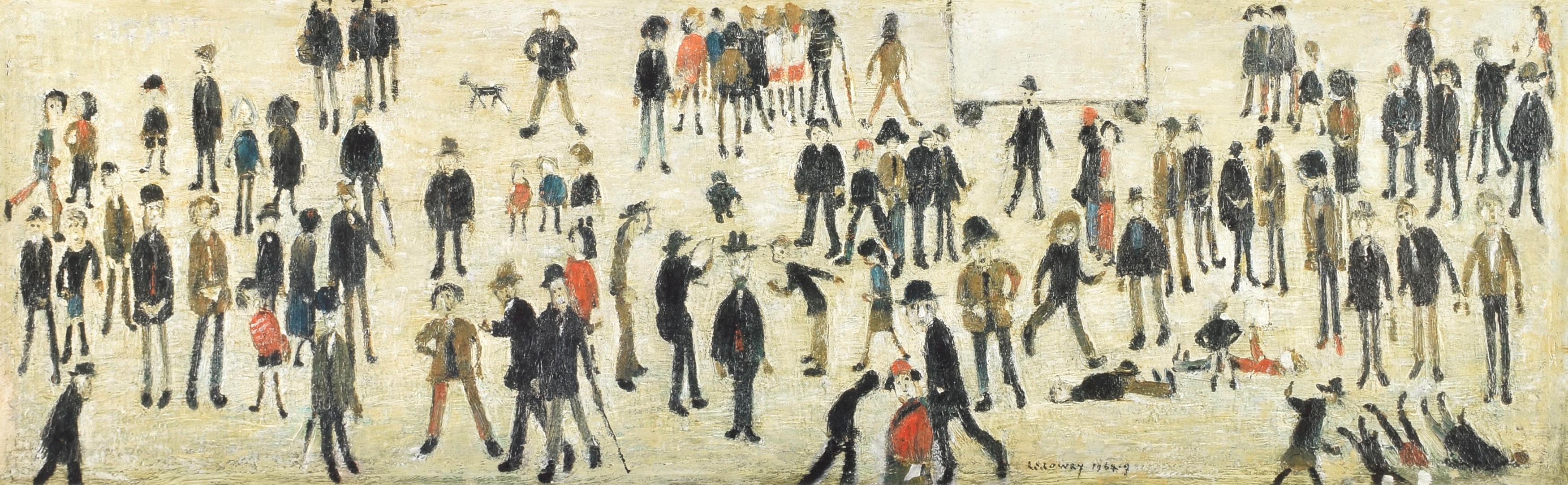 Crowd Around a Cricket Sight Board by Laurence Stephen Lowry