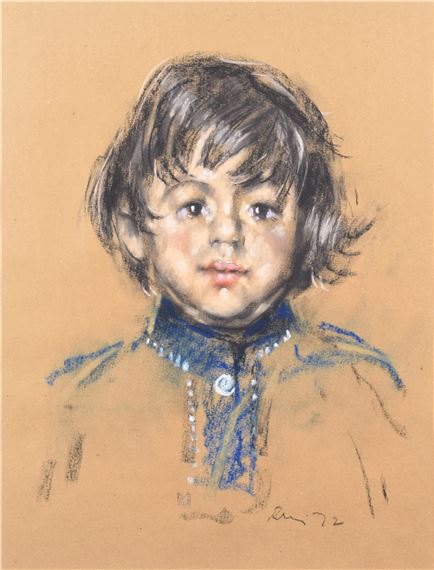 Harold Riley | Portrait of a boy (1972) | MutualArt