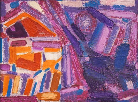 Landscape in pink by Genko Genkov, the '70s