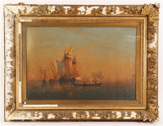 Painting of Venice with Santa Maria della Salute in the Distance - Luigi Lagoni