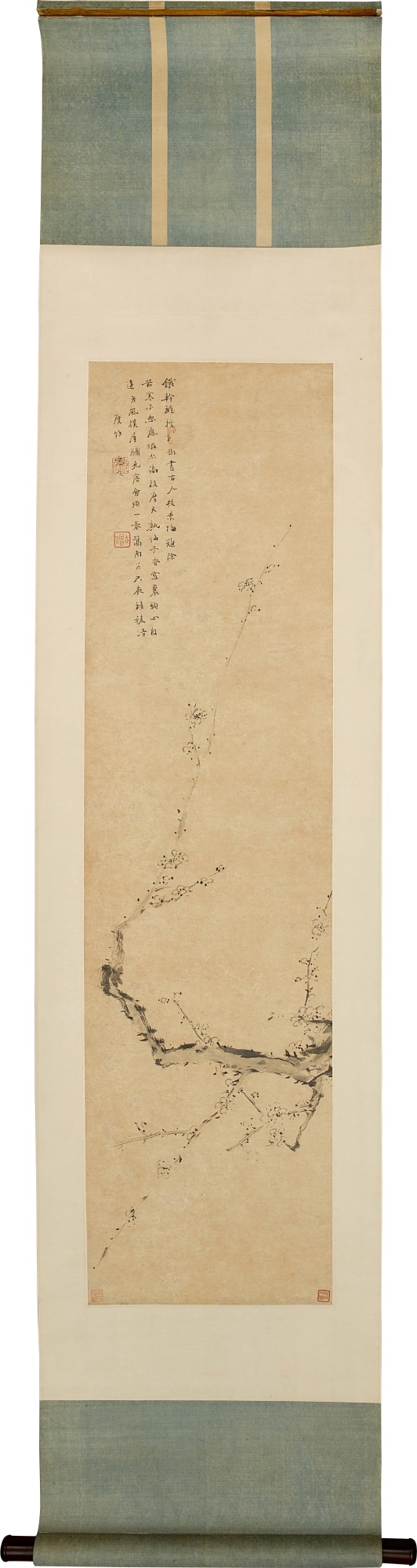 Artwork by Fang Yizhi, Ink Plum Blossomed, Made of ink on paper, hanging scroll