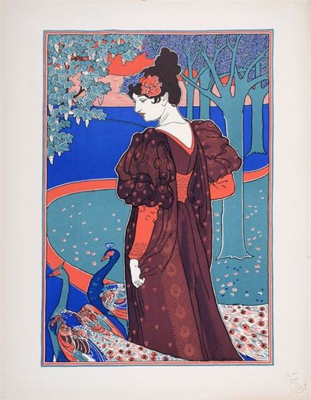 Louis Rhead | Woman with Peacock | MutualArt