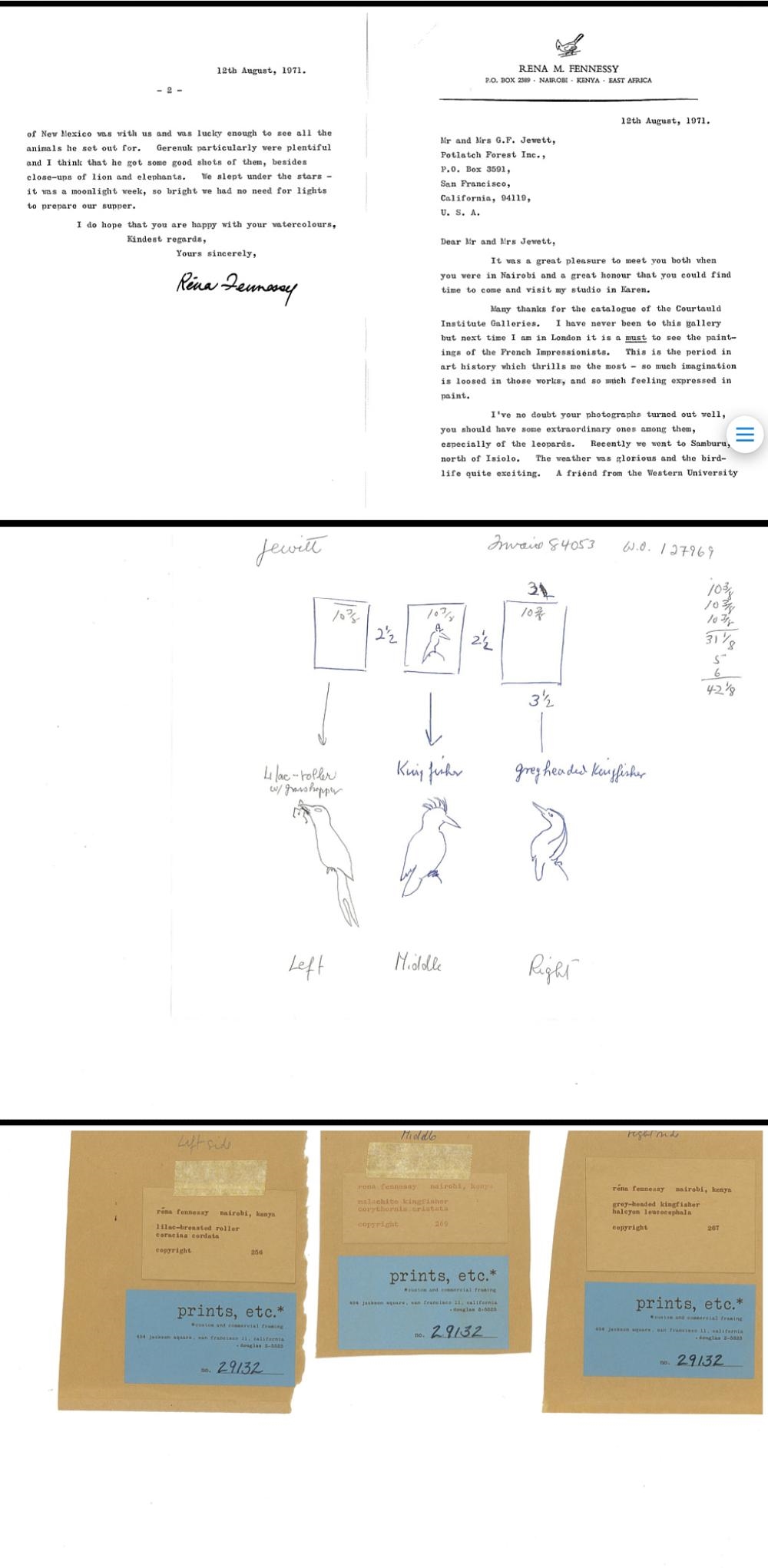 Artwork by Rena Fennessy, Lilac Roller with grasshopper; Kingfisher; Greyheaded Kingfisher; together with another (4, Made of watercolor on paper