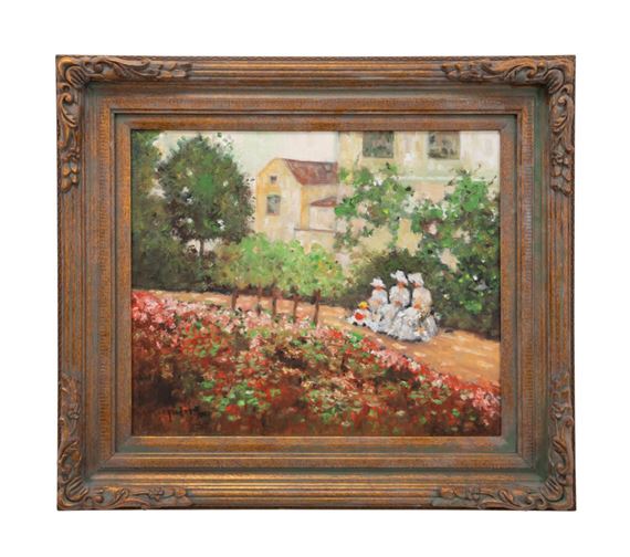 MARGARET KUTNER 'MONET'S GARDEN' C. 1990 O/C by Margaret Kutner, circa 1990