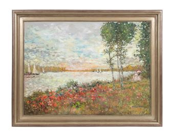 MARGARET KUTNER 'SAILBOATS� 1990 OIL ON CANVAS - Margaret Kutner