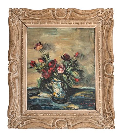 Armand DROUANT (1898-1978) Bouquet de fleur Oil... - Lot 21 - Steffen’s Enchères Rambouillet by Armand Drouant, dated 1941