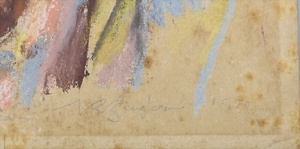 Artwork by Richard Ziegler, Stillleben 'Fruchtschale' / Still life 'fruit basket', Made of Pastel crayons on paper