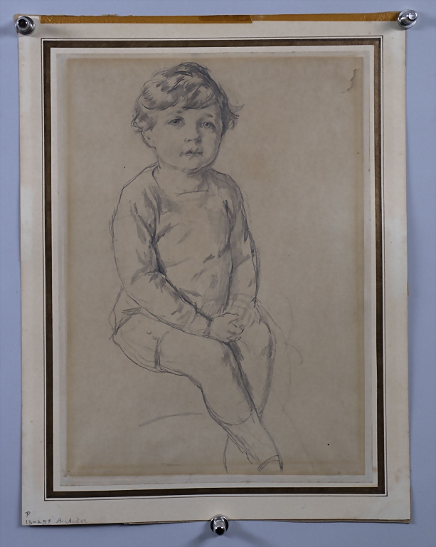 Skizze 'Sitzender Knabe' / A sketch of a sitting boy - Albert Anker