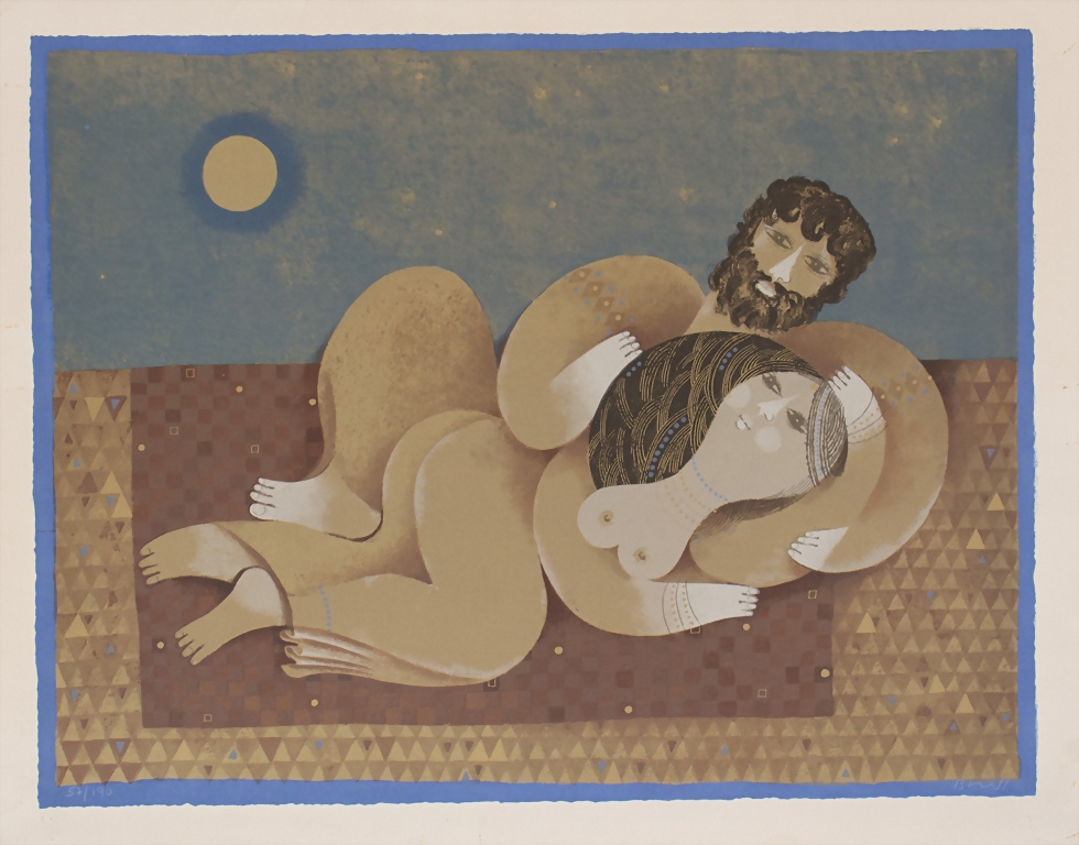 Sami Briss | 'Orientalische Szene mit liegendem Liebespaar' | MutualArt