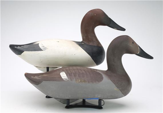 Pair of canvasbacks by Patrick Vincent, 1986