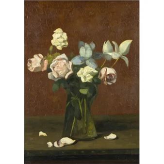 Stilleven met rozen in vaas - Marinus Pieter Reus